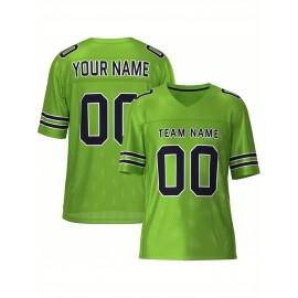 Customizable Football Jersey - Personalized Team & Number, V-Neck, Short Sleeve, Breathable Fabric for Outdoor Sports & Casual Wear, Custom Football Jersey, Summer Sports Apparel, Sporty Design, Comfortable Fit