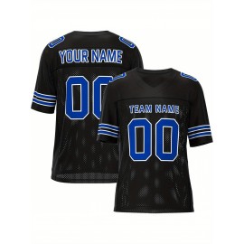 Customizable Football Jersey - Personalized Team & Number, V-Neck, Short Sleeve, Breathable Fabric for Outdoor Sports & Casual Wear, Custom Football Jersey, Summer Sports Apparel, Sporty Design, Comfortable Fit