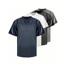 Customizable Football Jersey - Personalized Team & Number, V-Neck Short Sleeve, Breathable Fabric, Perfect for Sports & Casual Wear, Summer Sports Apparel, Sporty Clothing, Comfortable Fit
