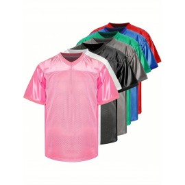 Customizable Football Jersey - Personalized Team & Number, V-Neck Short Sleeve, Breathable Fabric, Perfect for Sports & Casual Wear, Summer Sports Apparel, Sporty Clothing, Comfortable Fit