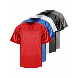 Customizable Football Jersey - Personalized Team & Number, V-Neck Short Sleeve, Breathable Fabric, Perfect for Sports & Casual Wear, Summer Sports Apparel, Sporty Clothing, Comfortable Fit