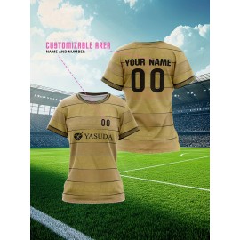 Customizable Women'S Soccer Jersey - Personalized Team & Number, Breathable Quick-Dry Athletic Shirt for Training, Fitness, and Casual Wear, Blue & White Striped Design with YASUDA Logo, Soccer Accessories, PLUS SIZE