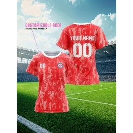 Women's Custom Soccer Jersey Personalized Name & Number - Two-Tone Red/White Athletic top - Non-Stretch Fabric for Soccer, Baseball, Gym - Custom Sports Apparel Gift for Female Players, Outdoor Sports Attire, Vibrant Stripe Design, Durable Sportswear