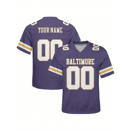 Customizable Plus Size Football Shirt for Women - Personalized Name & Number, V-Neck Short Sleeve, Breathable Summer Sports Jersey, Los Angeles City Team Gift, Football Jersey, Casual Wear, Sporty Design, Comfortable Fit, PLUS SIZE