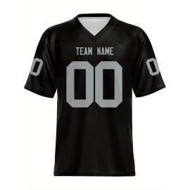 Women's Custom Football Jersey - Personalized Soccer-like sportswear, V-Neck Non-Stretch Tee, Team & Number Customization, Dark Green & Black Color Block for Football, Soccer, Casual Sports - Plus-Size Athletic Shirt, Comfortable Fit