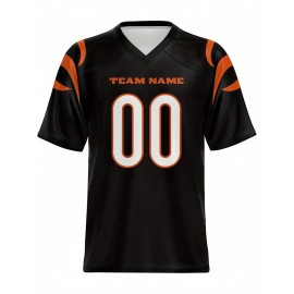 Women's Custom Football Jersey - Personalized Soccer-like sportswear, V-Neck Non-Stretch Tee, Team & Number Customization, Dark Green & Black Color Block for Football, Soccer, Casual Sports - Plus-Size Athletic Shirt, Comfortable Fit