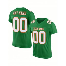 Customizable Plus Size Women'S Football Jersey - Personalized Team & Number, V-Neck, Breathable Non-Stretch Fabric, Red/White/Blue Striped Design for Sports & Casual Wear, Sports Jersey, Summer Sports Apparel, Sporty Aesthetic, Comfortable Fit