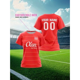 Customizable Women'S Plus Size Football Jersey - Soft & Breathable, Personalized Name & Number, Black with Red Accents, Perfect for Training, Sports Events & Casual Wear, Sports Event Apparel | Customizable Jersey | Comfortable Fit, Football Shirts